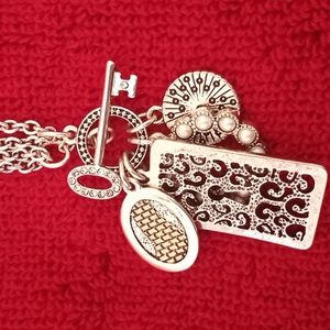 Silvertone Adjustable Necklace. (Costume/Christian Themed) wear as 20/10 inch.